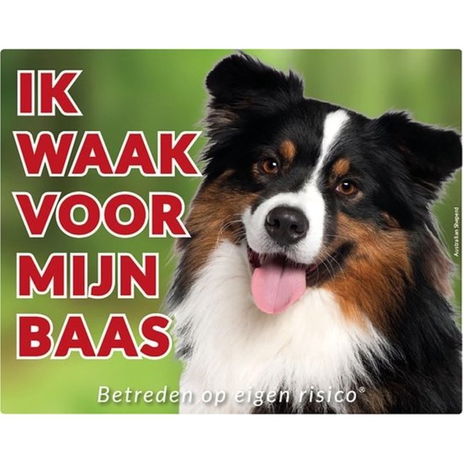 Stickerkoning Australian Shepherd Watch Sign - Ich passe auf meinen Boss auf