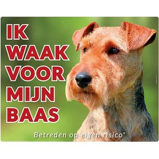 Stickerkoning Welsh Terrier Waakbord - Ik waak voor mijn Baas