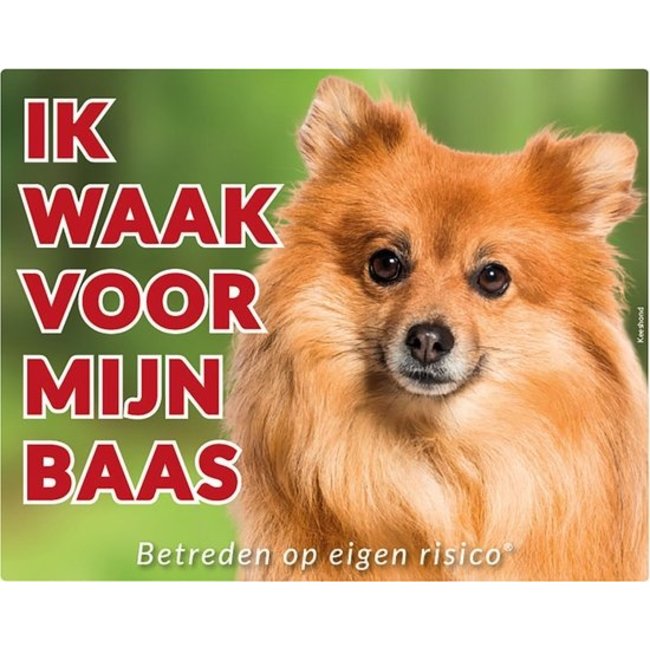 Stickerkoning Keeshond Waakbord - Ik waak voor mijn Baas