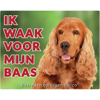 Stickerkoning Engelse Cocker Spaniel Waakbord - Ik waak voor mijn Baas