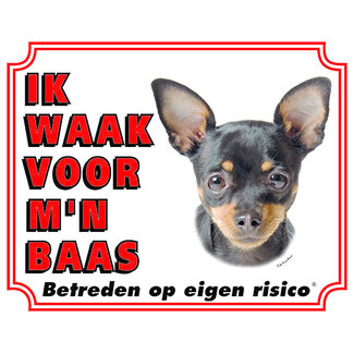 Stickerkoning Chihuahua Watch Sign Black - Ich passe auf meinen Boss auf