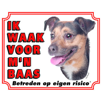 Stickerkoning Jack Russell Terrier Waakbord - Ik waak voor mijn Baas