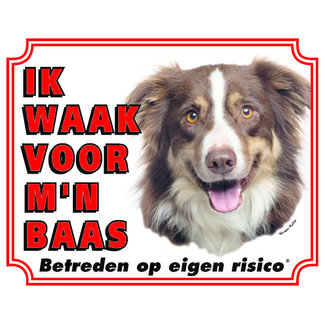 Stickerkoning Border Collie Waakbord - Ik waak voor mijn Baas Tri