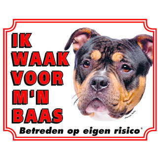 Stickerkoning American Bully Waakbord - Ik waak voor mijn baas