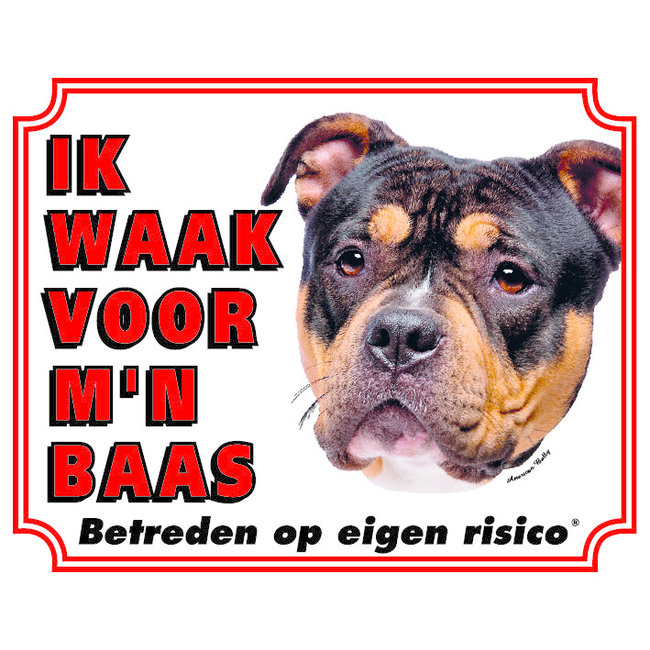 Stickerkoning American Bully Watch Sign - Vigilo a mi jefe