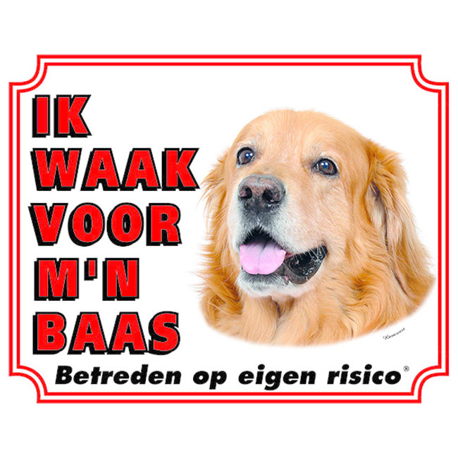 Hovawart Waakbord Blond - Ik waak voor mijn Baas