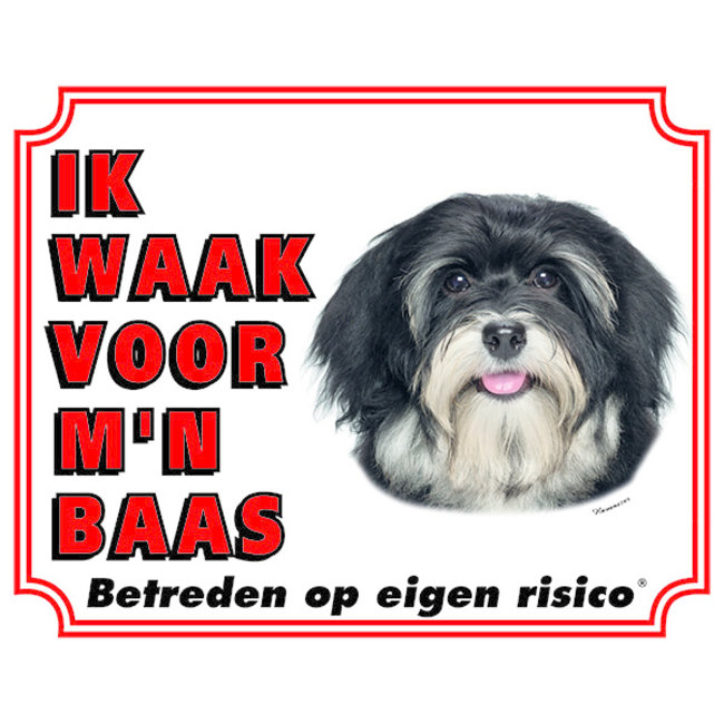 Stickerkoning Havanese Guard Plate Black - I am watching out for my Boss