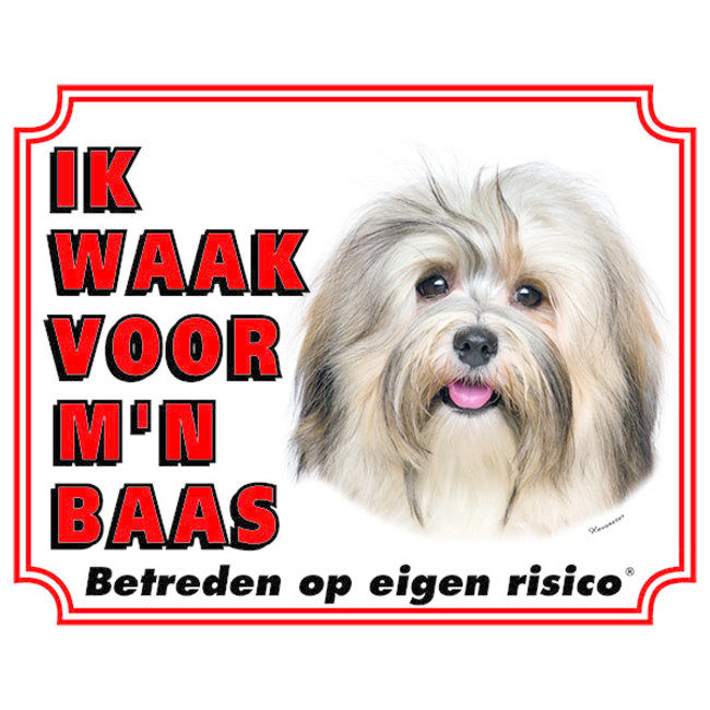 Stickerkoning Havanese Guard Plate Brown - I am watching out for my Boss