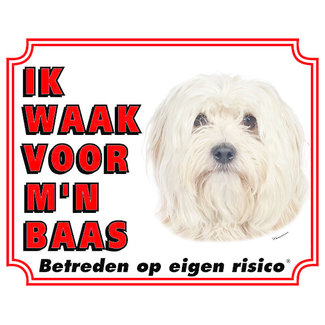 Stickerkoning Havanezer Waakbord Blond  - Ik waak voor mijn Baas