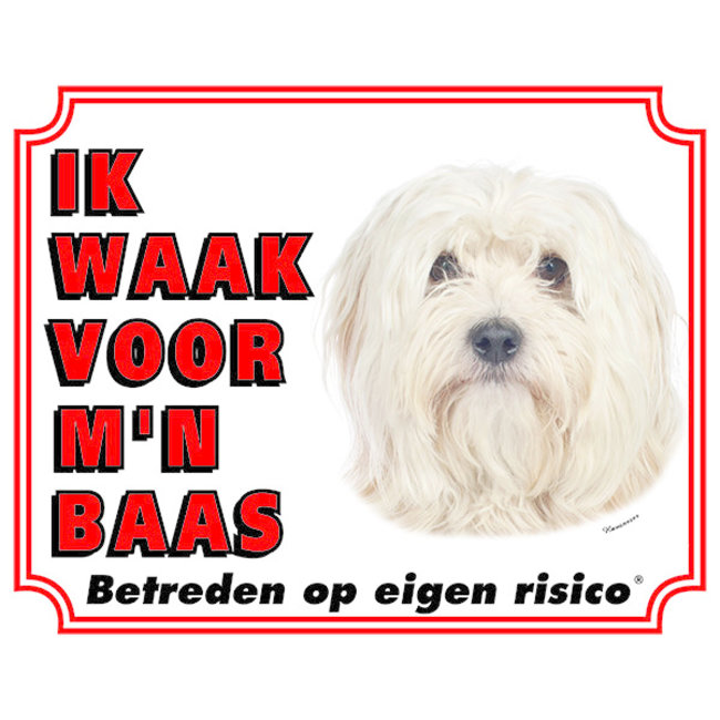 Stickerkoning Havanezer Waakbord Blond  - Ik waak voor mijn Baas