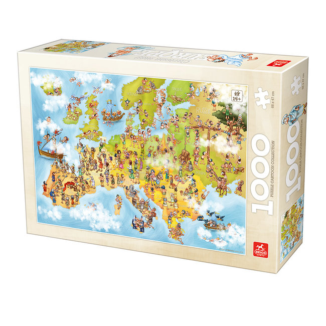 Deico Carte de l'Europe en dessin animé Puzzle 1000 pièces