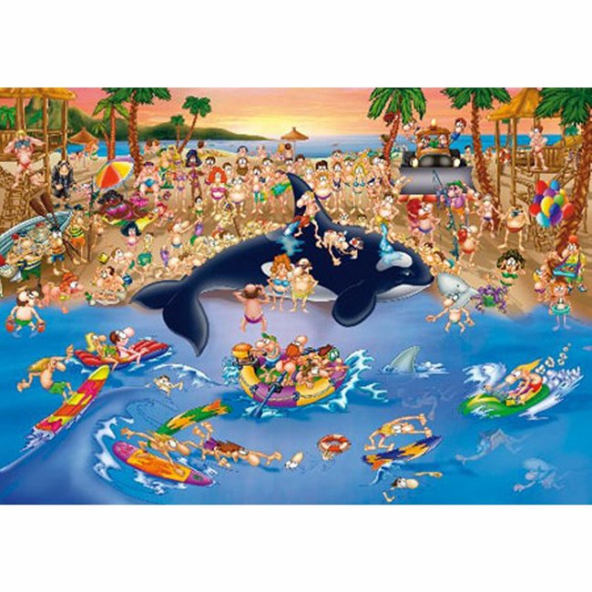 Cartoon Beach Crowd Puzzle 1000 pezzi