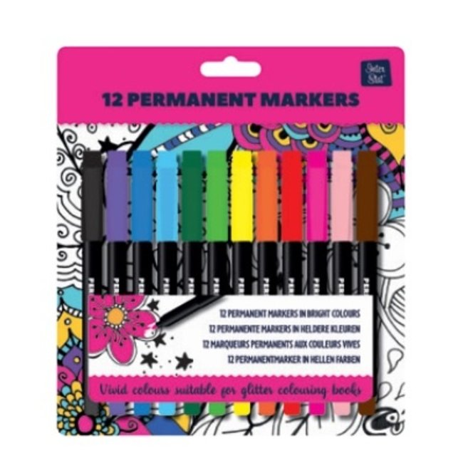 12 rotuladores permanentes para el libro de colorear Purpurina