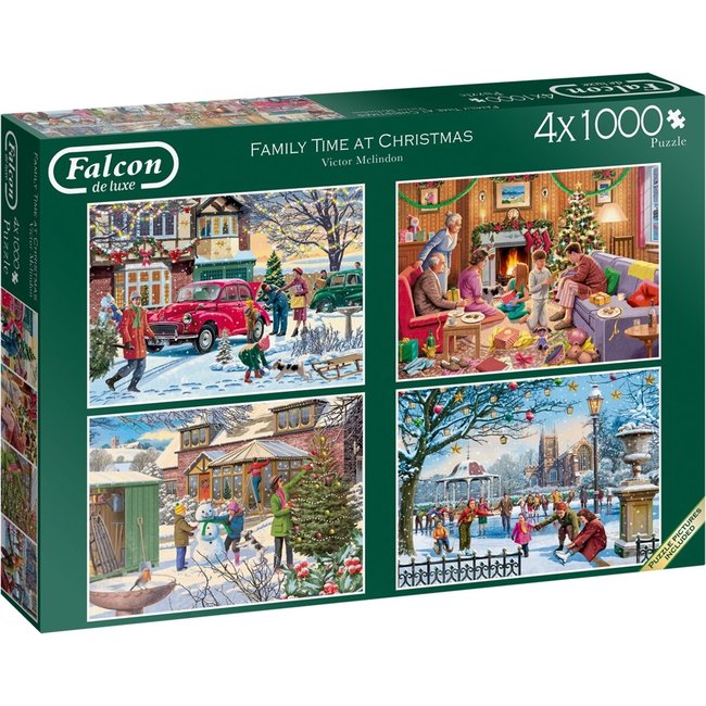 Family Time at Christmas Puzzel 4x 1000 Stukjes