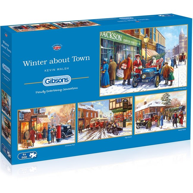 Winter über Stadt Puzzle 4 x 500 Teile