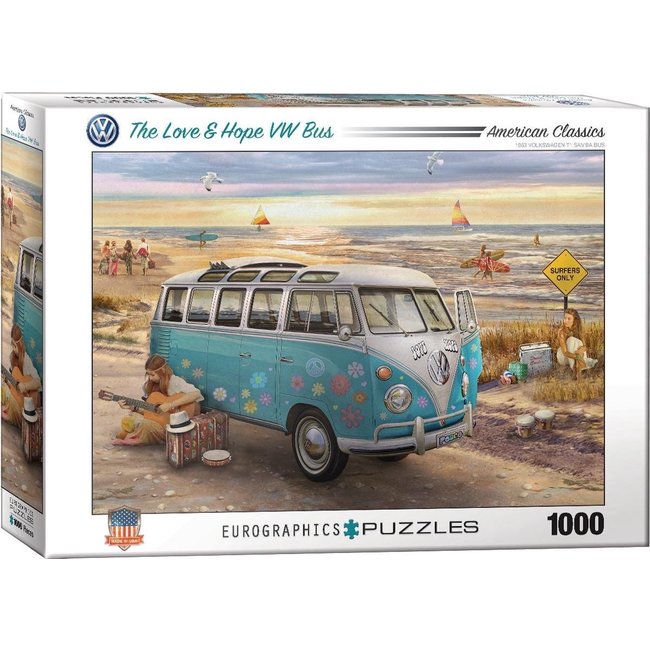 The Love & Hope VW Bus - Greg Giordano Puzzel 1000 Stukjes