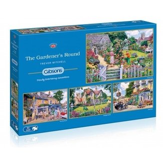 Gibsons Le puzzle rond du jardinier 4x 500 pièces