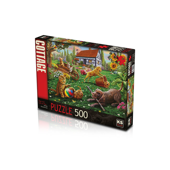 Hunde und Katzen am Spiel Puzzle 500 Stück