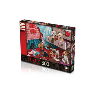 KS Games Puppies in the Bedroom Puzzel 500 Stukjes