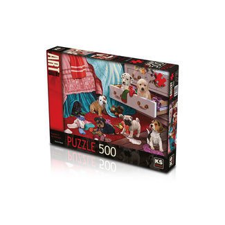KS Games Puzzle Cachorros en el Dormitorio 500 Piezas