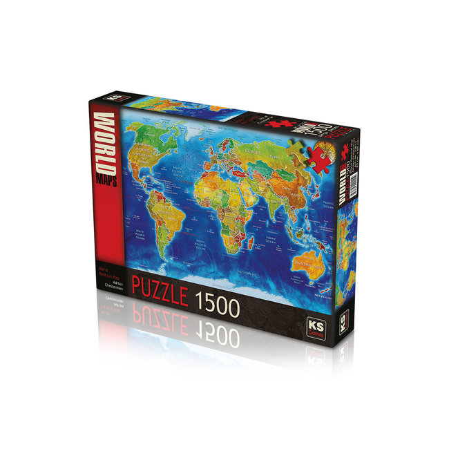 World Political Map Puzzel 1500 Stukjes