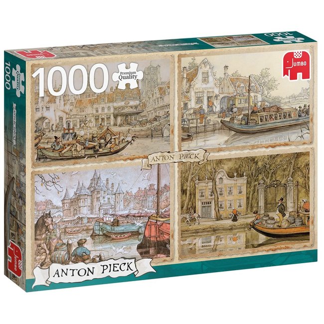 Anton Pieck Bateaux dans les douves Puzzle 1000 pièces