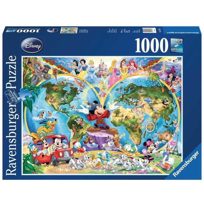 Puzzle della mappa del mondo Disney 1000 pezzi