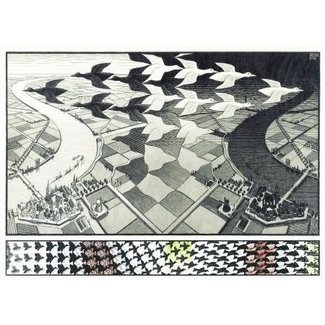 Puzzelman Día y noche - M.C. Escher Puzzle 1000 piezas