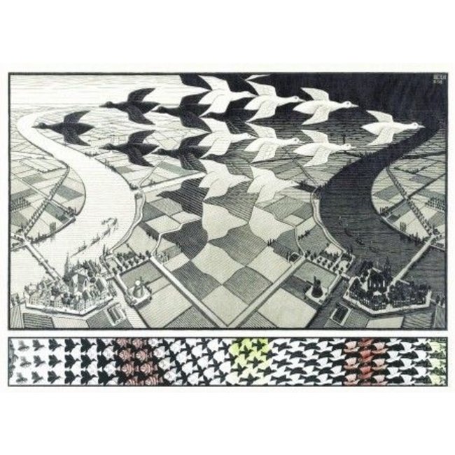 Puzzelman Día y noche - M.C. Escher Puzzle 1000 piezas