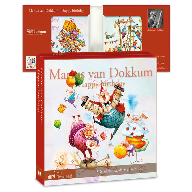 Kaartenmapje Marius van Dokkum – Happy birthday 8 Stuks