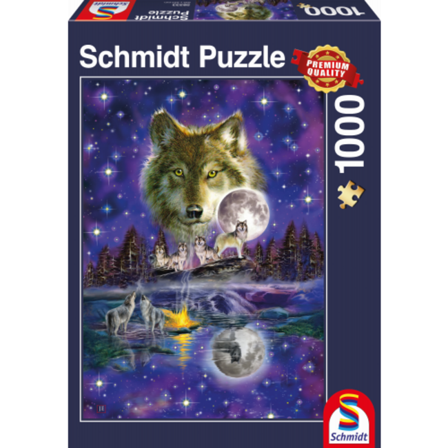 Schmidt Puzzle Lobo a la luz de la luna Puzzle 1000 piezas