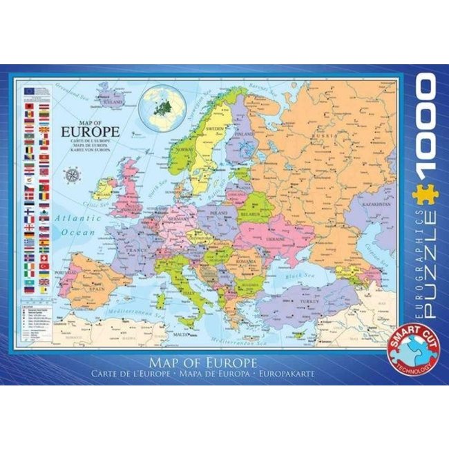 Karte von Europa 1000 Puzzle Pieces