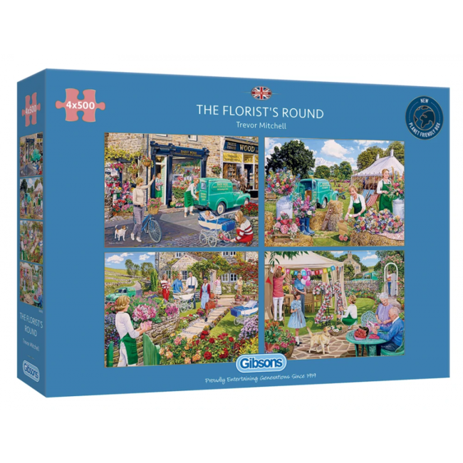 Gibsons The Florist's Round Puzzel 4x 500 Stukjes