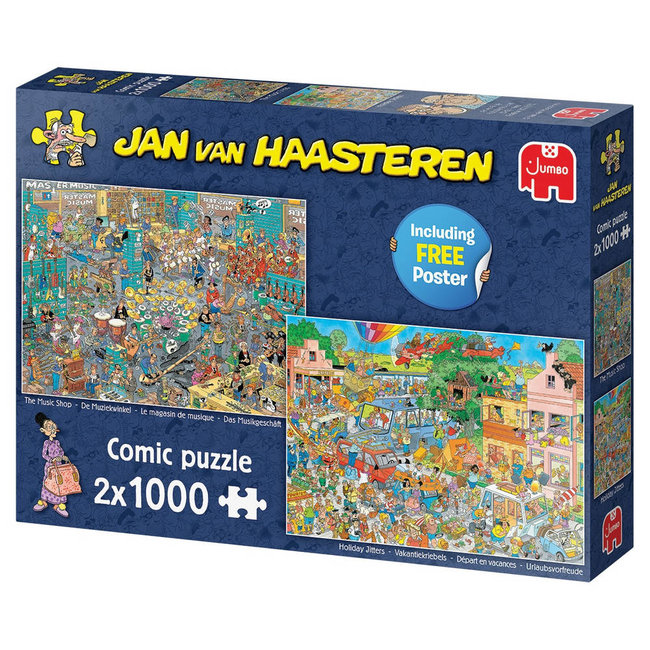 Jan van Haasteren - Tienda de música y nervios navideños Puzzle 2x 1000 Piezas