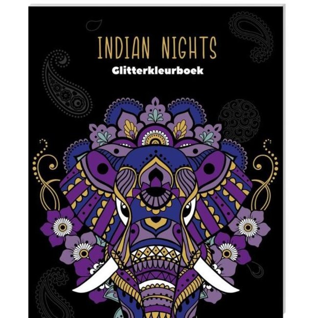 Indien bei Nacht Glitzer-Malbuch