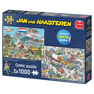 Jumbo Jan van Haasteren - Puzzle del caos terrestre, marittimo e aereo e del traffico 2x 1000 pezzi