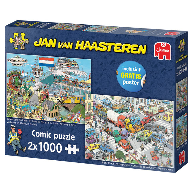 Jan van Haasteren - Land, sea and air and Traffic chaos Puzzle 2x 1000 Pieces