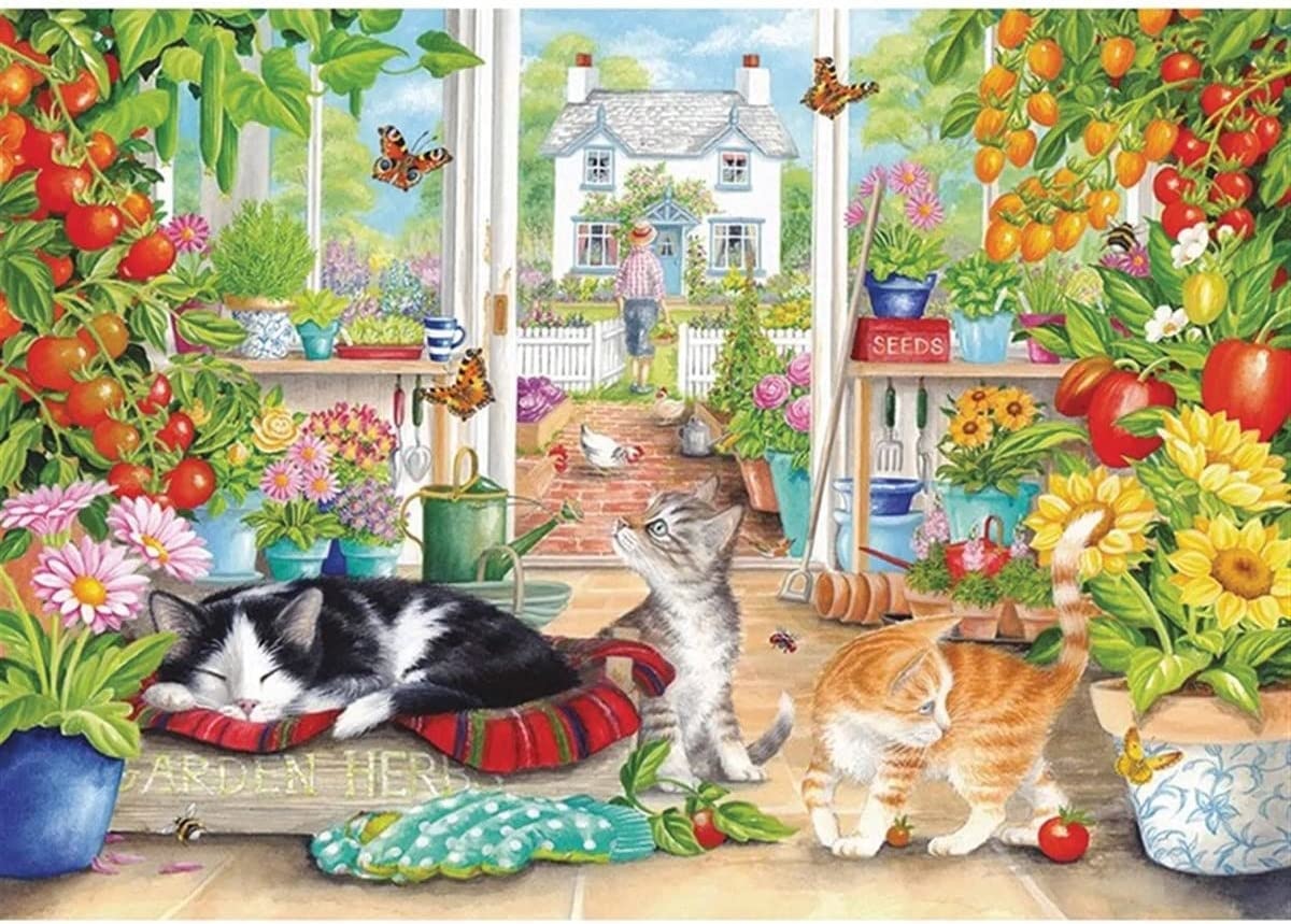 Greenhouse Cats Puzzel 1000 Stukjes