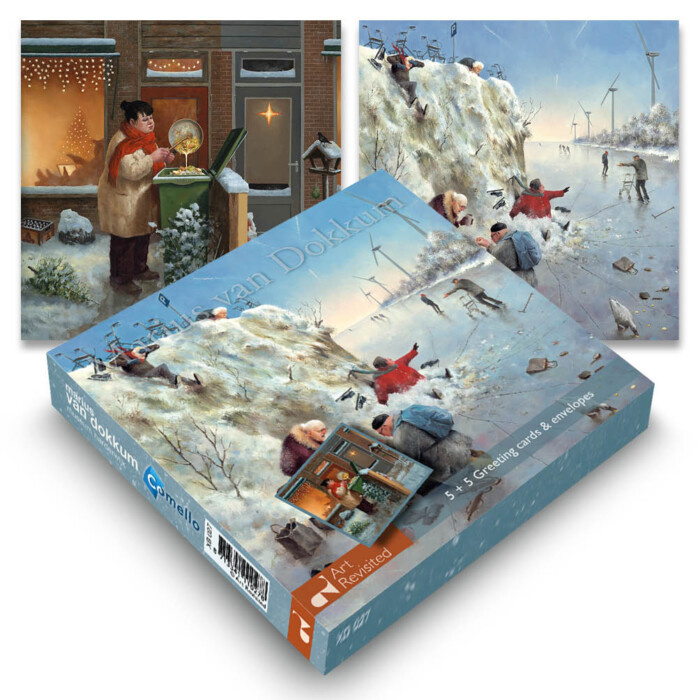 Art Revisited Kerstkaart Marius van Dokkum - 5 x kerstkliekjes + 5 x ijspret