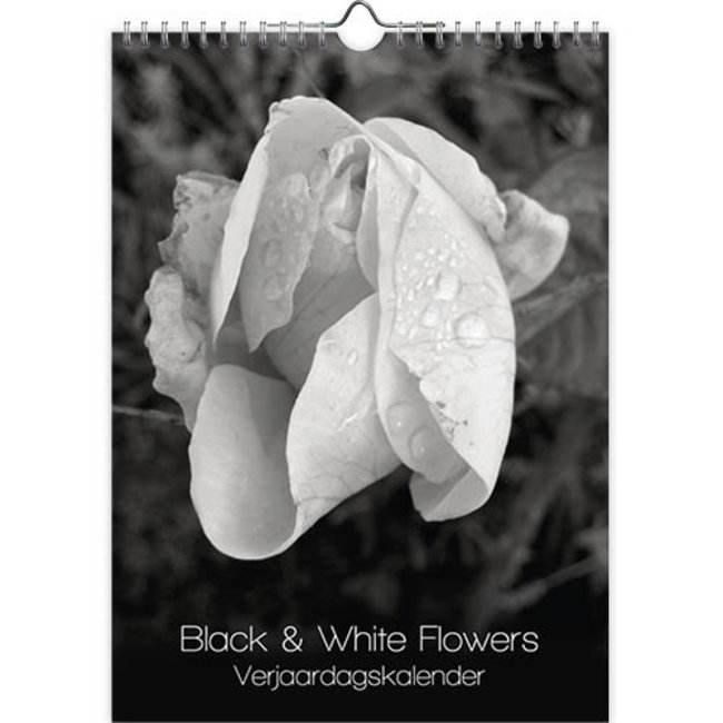 Black & White Flowers Birthday Calendar