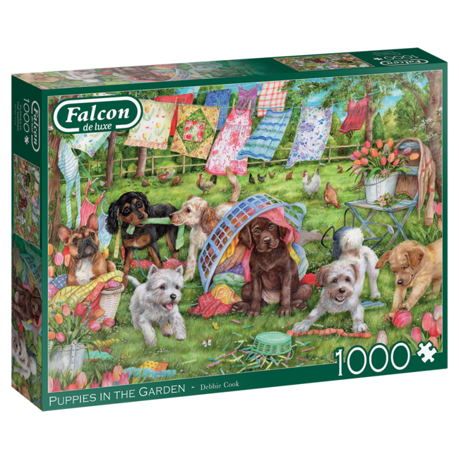 Falcon Puzzle Cachorros en el jardín 1000 piezas