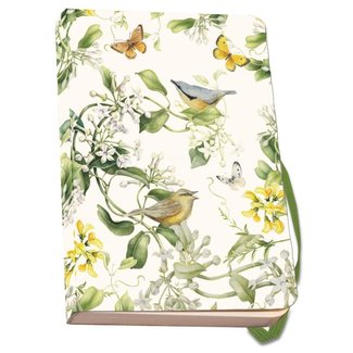 Bekking & Blitz Notebook A6, soft cover: Birds in wisteria, Janneke Brinkman