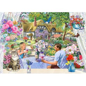 The House of Puzzles Enjoying the Garden Puzzel 500 XL stukjes