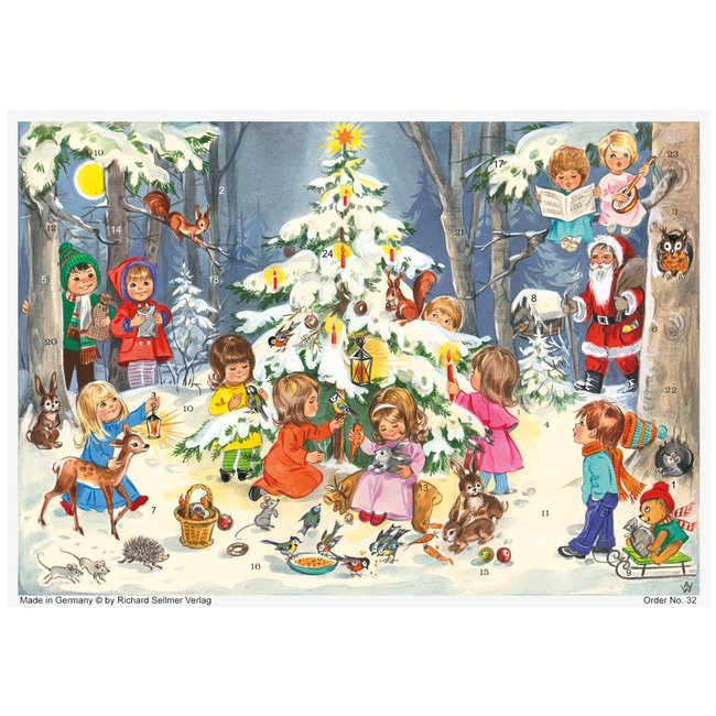 Sellmer A4 Adventskalender Spel en Plezier bij de Kerstboom