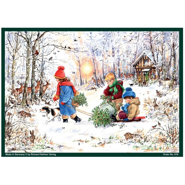 A4 Adventskalender Sneeuw vreugde in het Bos