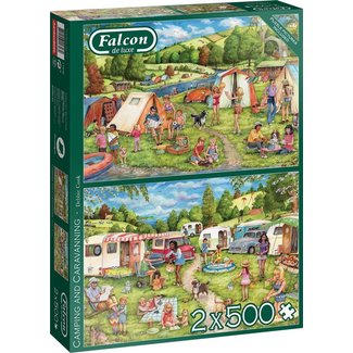 Falcon Puzzle de camping y caravaning 2x 500 piezas