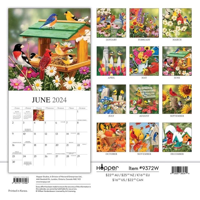 Feathered Friends Calendar 2024