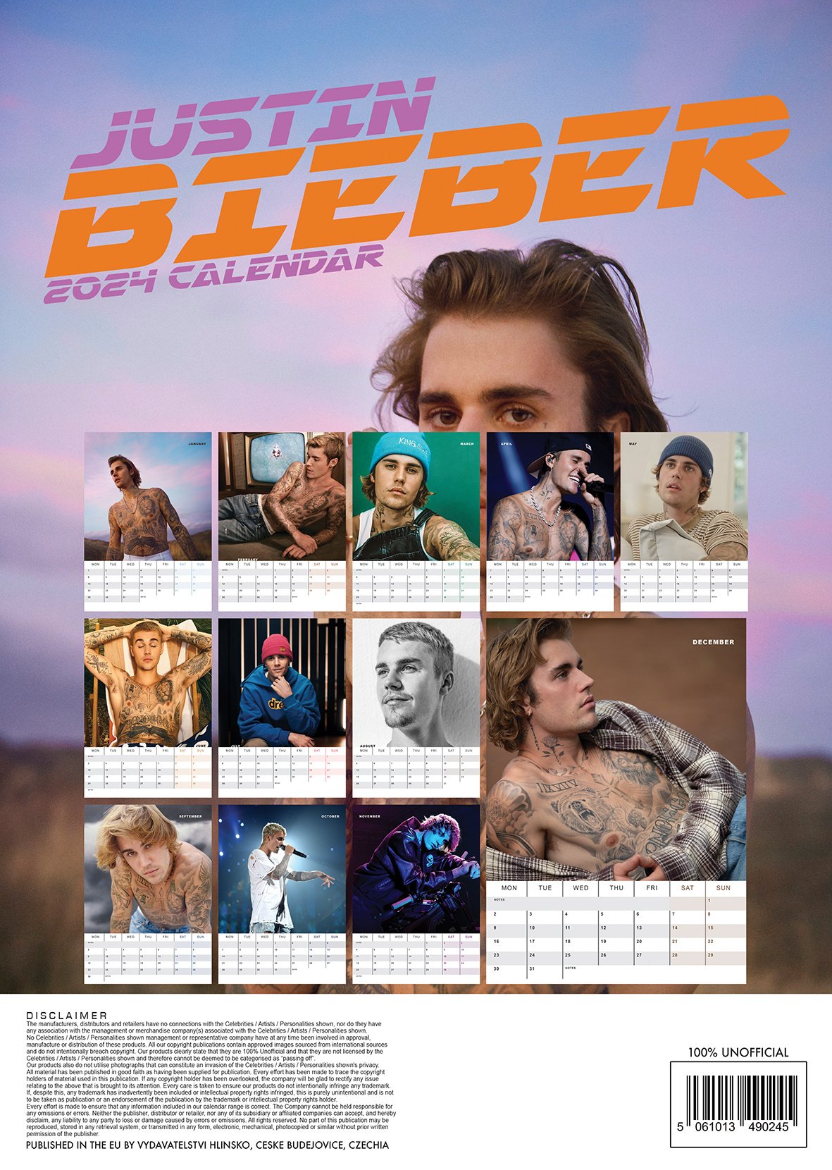 Justin Bieber Calendario 2024 Comprar Orden en línea fácilmente