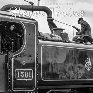 The Gifted Stationary Steam Trains Kalender 2024 Black and White