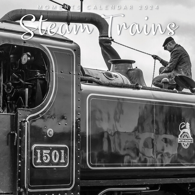 The Gifted Stationary Steam Trains Calendar 2025 Black and White